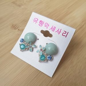 2/$10 Jade Colored Earrings with Rhinestones